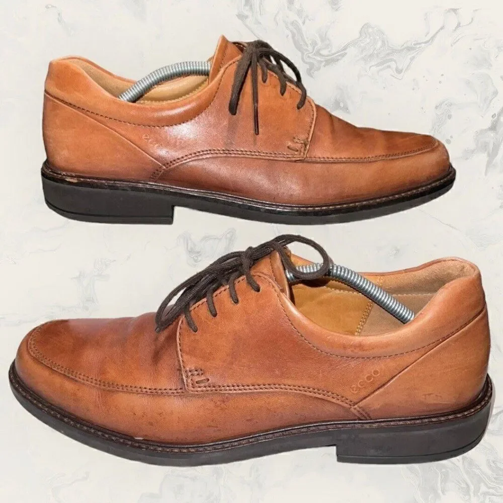 Ecco Holton Apron Toe Lace Up Cognac Brown Oxford Dress Shoe Mens Size 11